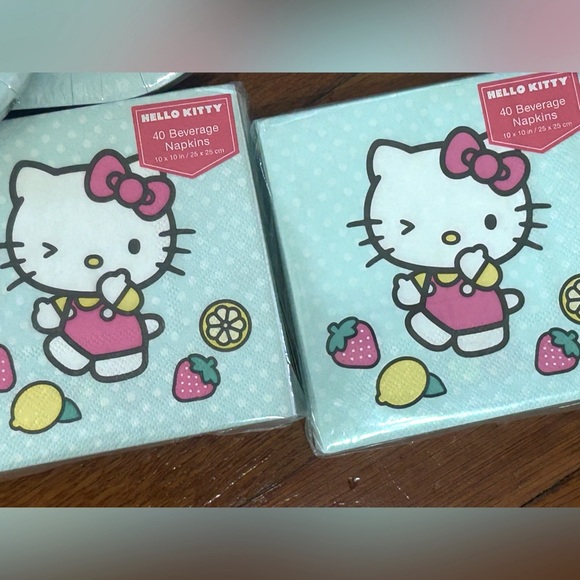 HELLO KITTY Strawberry Lemon Summer Party Tableware Set Plates Napkins - Picture 4 of 6